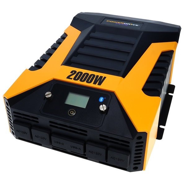 Powerdrive Power Inverter, Modified Sine Wave, 4,000 W Peak, 2,000 W Continuous, 4 Outlets PWD2000P
